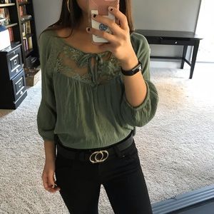 Forever 21 olive green babydoll top size small